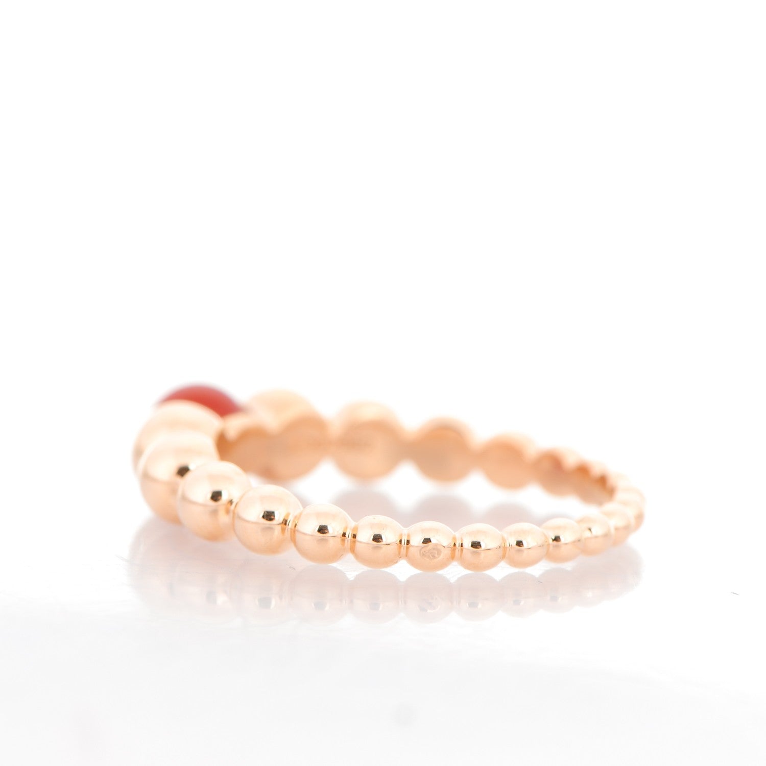 Van Cleef & Arpels 18K Rose Gold Carnelian Perlee Couleurs Ring 62 10 3 of 5