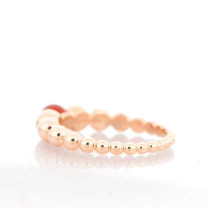 Van Cleef & Arpels 18K Rose Gold Carnelian Perlee Couleurs Ring 62 10 3 of 5
