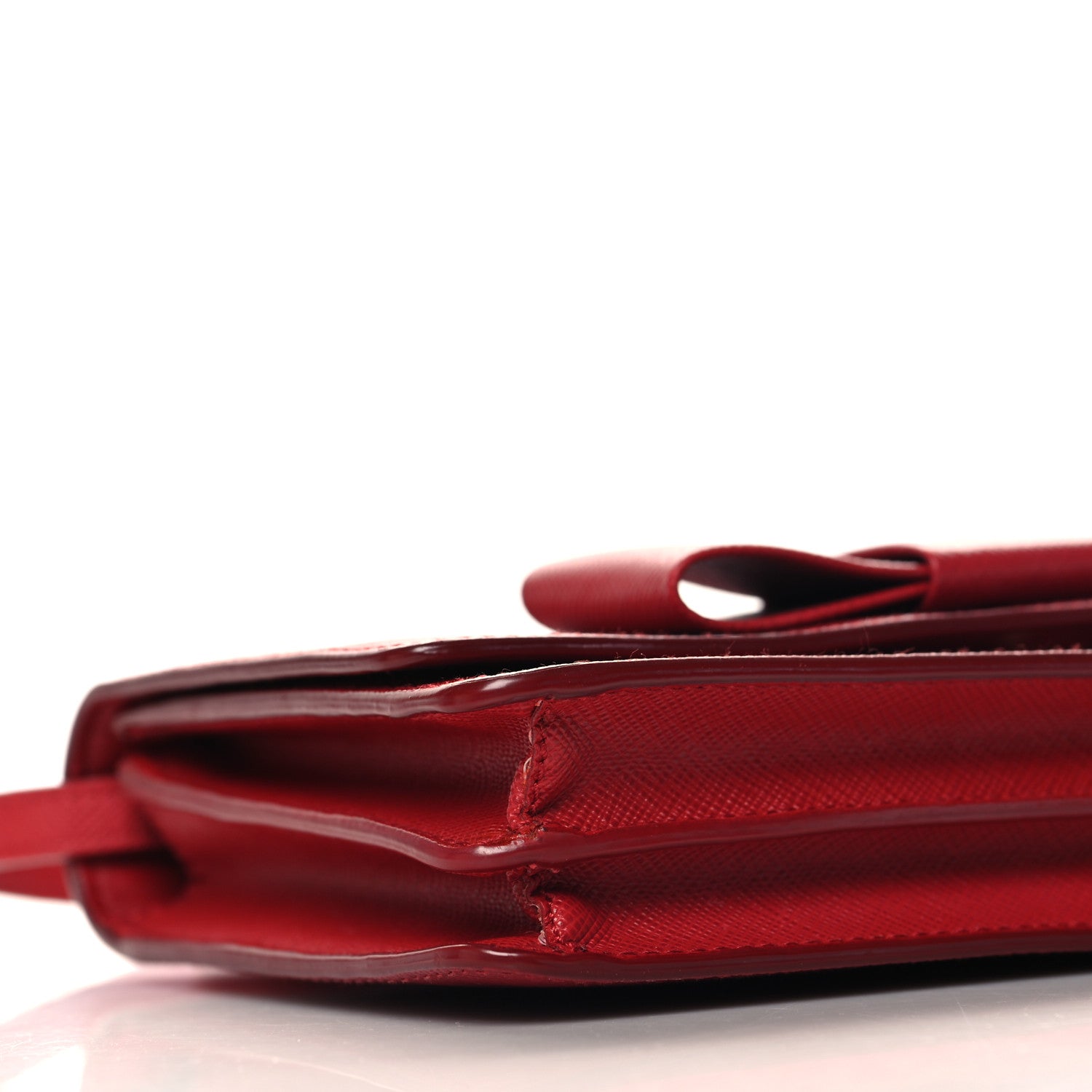 Prada Saffiano Fiocco Bow Flap Wallet Fuoco 9 of 13