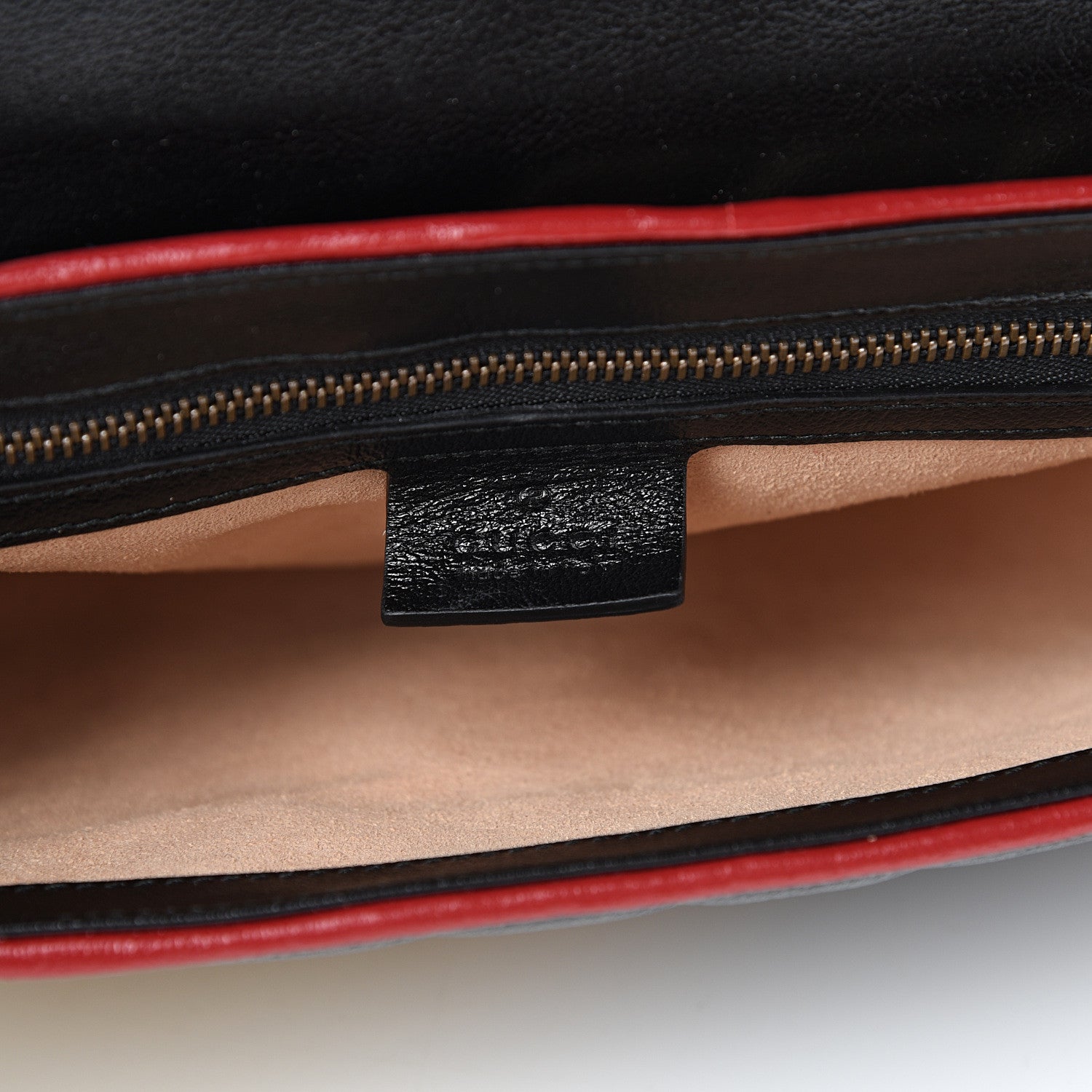 Gucci Vintage Effect Calfskin Matelasse Diagonal Striped Small Torchon GG Marmont Shoulder Bag Black Beige 5 of 10