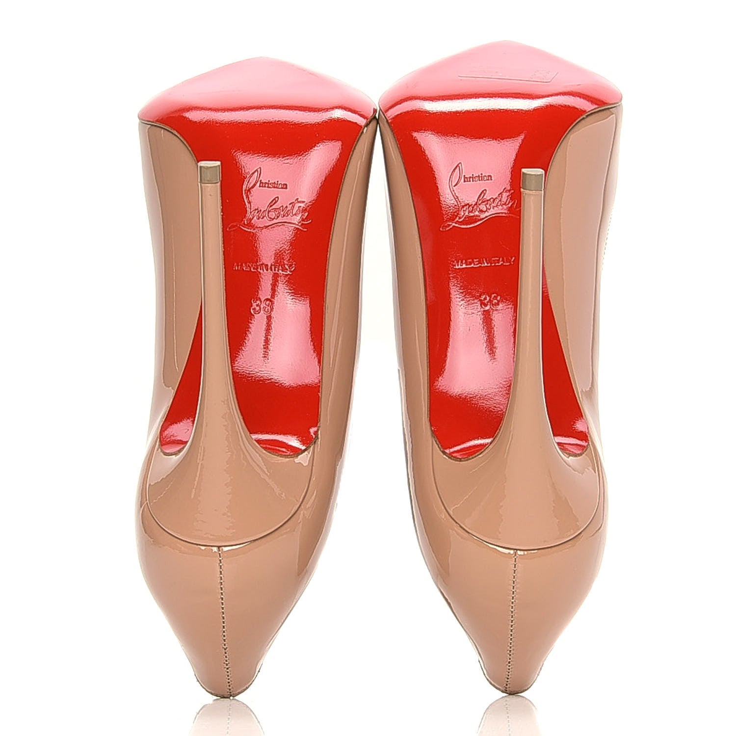 Christian Louboutin Patent Pigalle Follies 100 Pumps 38 Nude 7 of 10