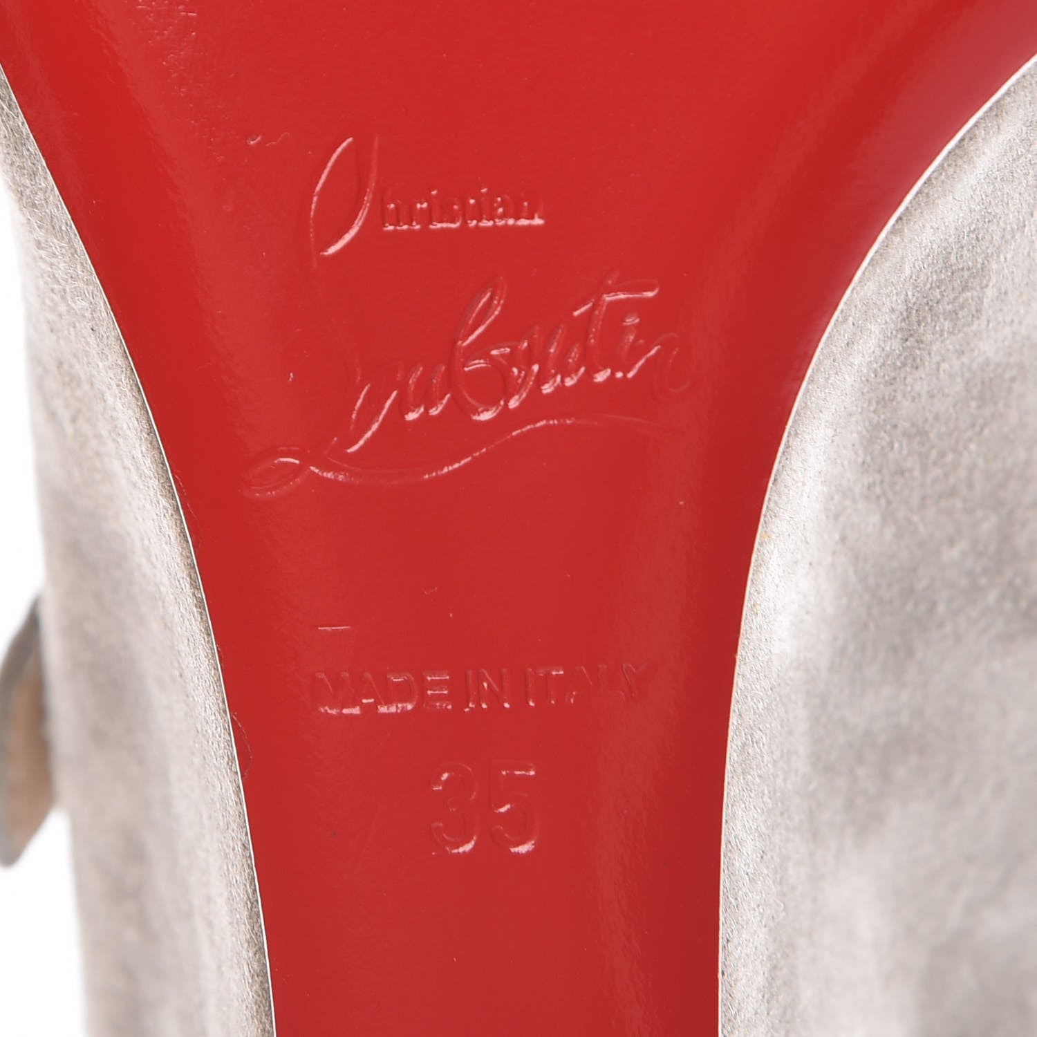 Christian Louboutin Veau Velours Janice 70 Open Toe Wedges 35 Elefante 7 of 9