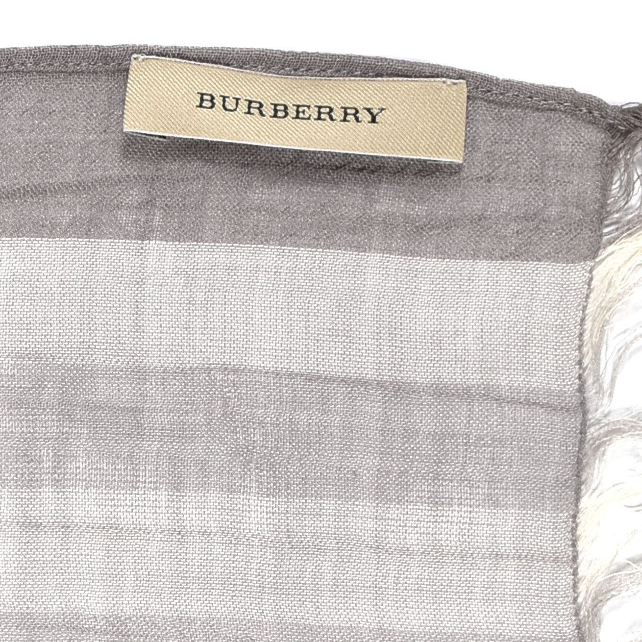 Wool Silk Gauze Giant Check Lightweight Scarf Grey