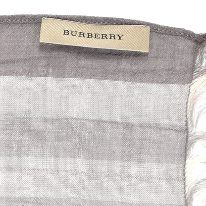 Burberry Wool Silk Gauze Giant Check Lightweight Scarf Grey 4 of 5