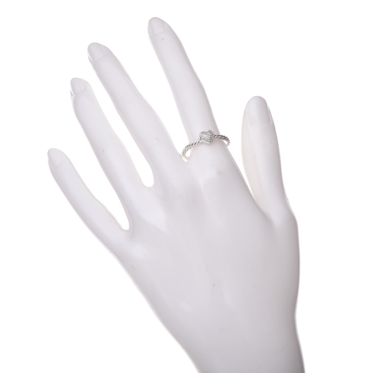David Yurman Sterling Silver Diamond Cable Classics Ring 57 8 2 of 5