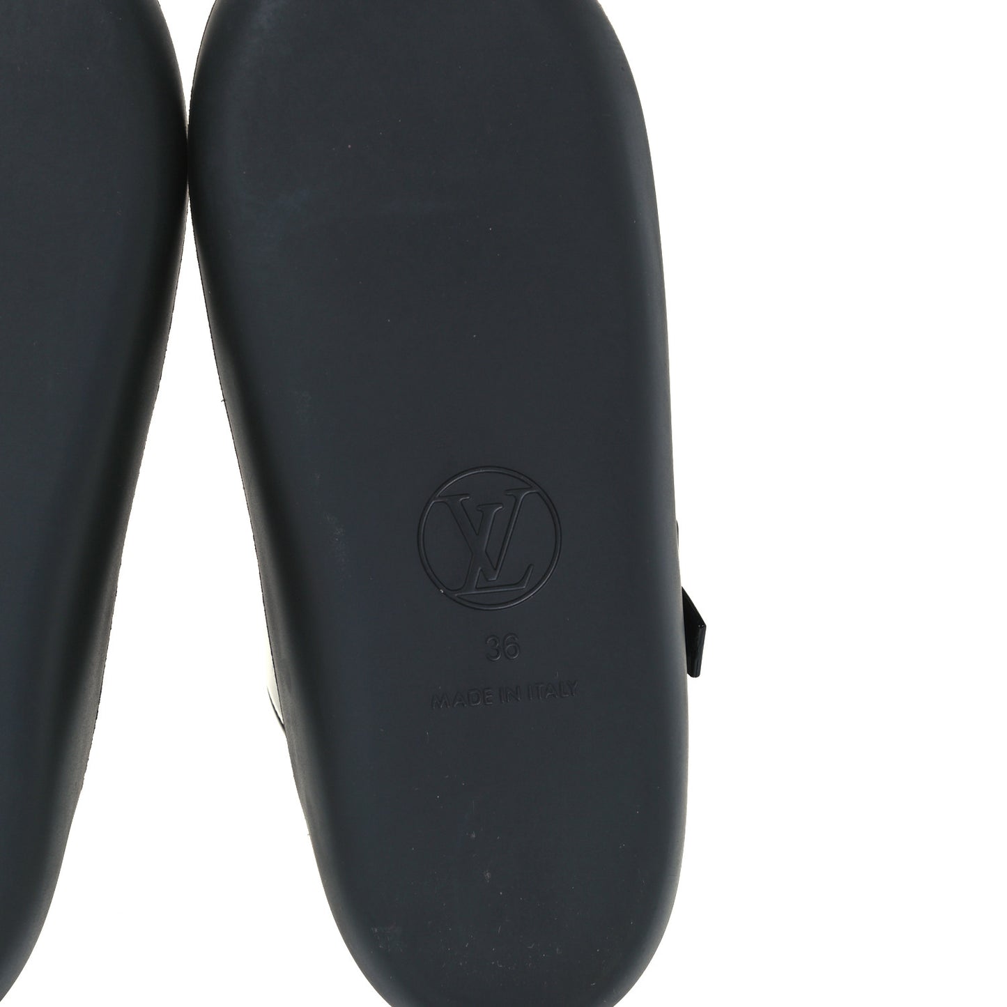 Monogram Sunbath Flat Mule Sandals 36 Black