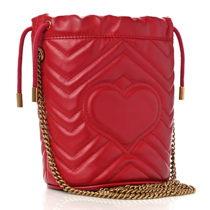 Gucci Calfskin Matelasse Mini GG Marmont 2.0 Bucket Bag Hibiscus Red 3 of 13