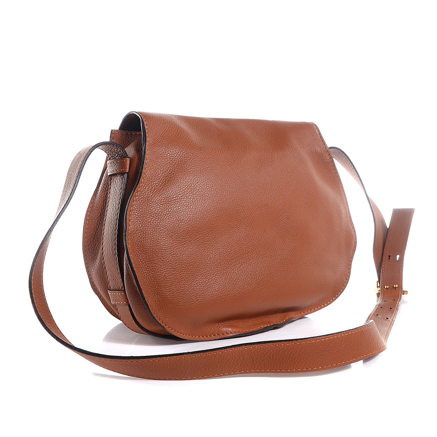 Calfskin Medium Marcie Round Crossbody Bag Tan