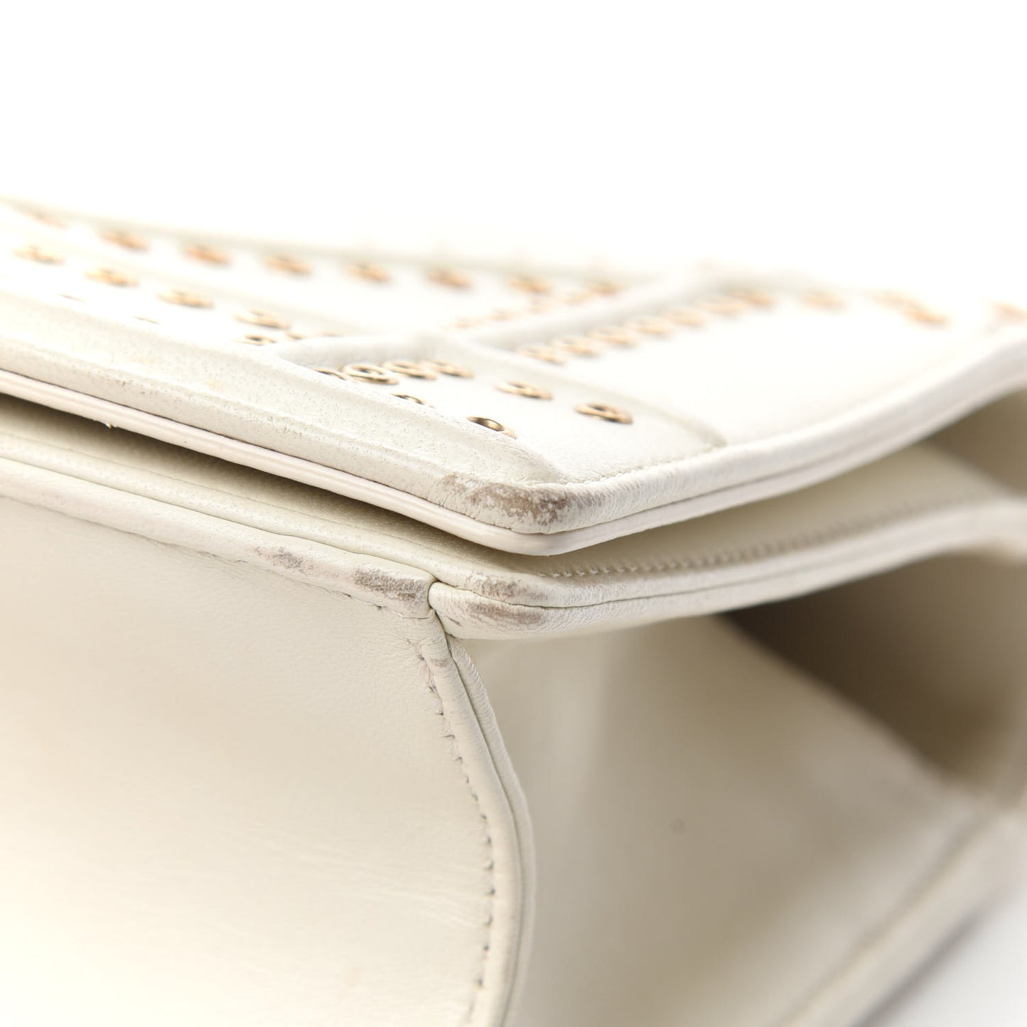Lambskin Studded Medium Diorama Flap Bag Latte