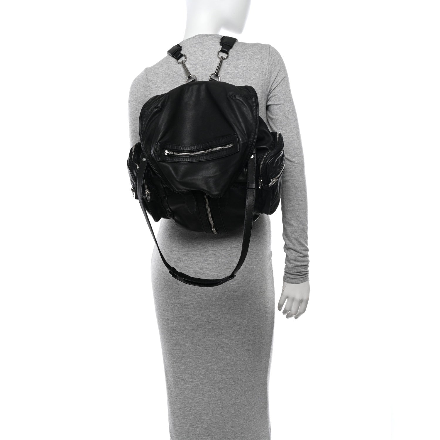 Alexander Wang Lambskin Marti Backpack Bag Washed Black Rhodium