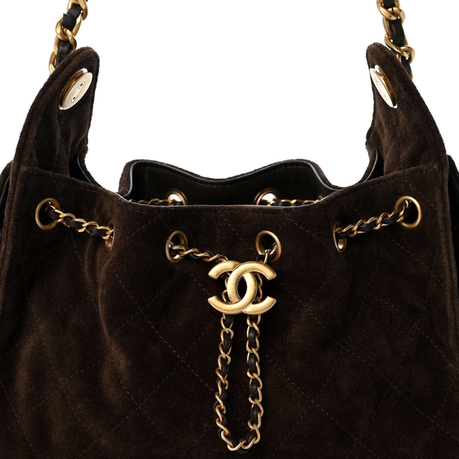 Chanel Suede Quilted Mini Chanel 25 Handbag Dark Brown 8 of 10