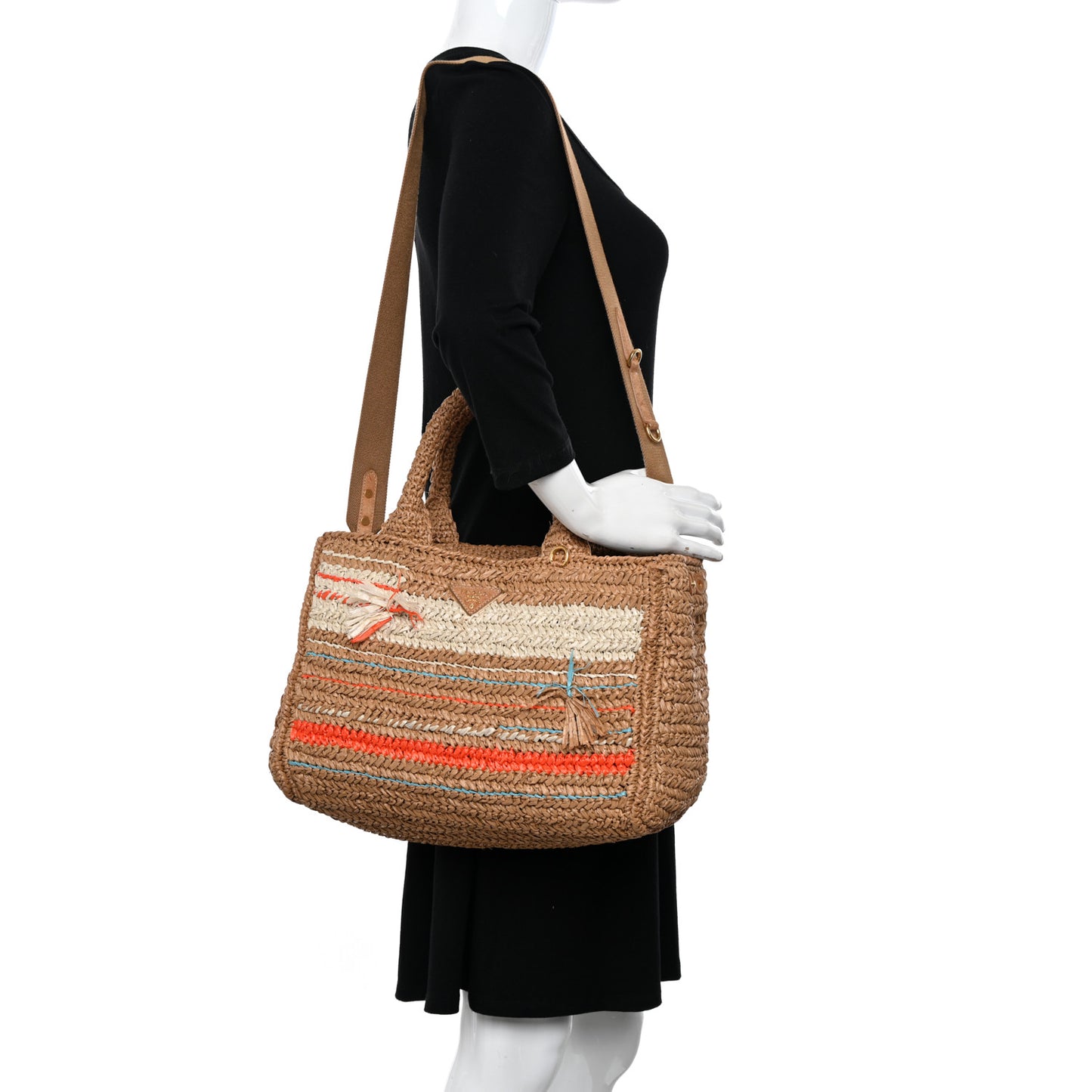 Raffia Woven Tote Naturale Caramel