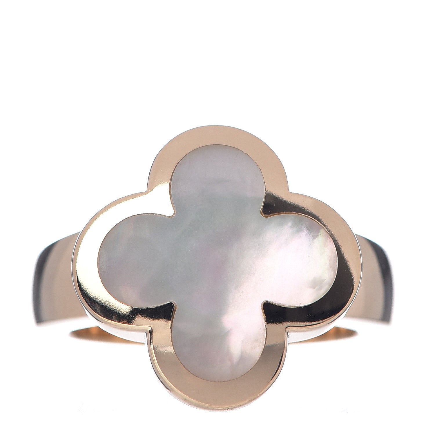 Van Cleef & Arpels 18K Yellow Gold Mother of Pearl Pure Alhambra Ring 51 5.75 1 of 5