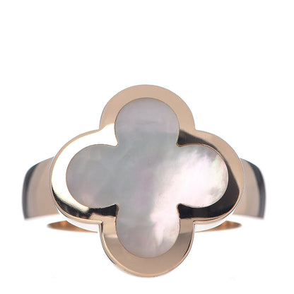 Van Cleef & Arpels 18K Yellow Gold Mother of Pearl Pure Alhambra Ring 51 5.75 1 of 5