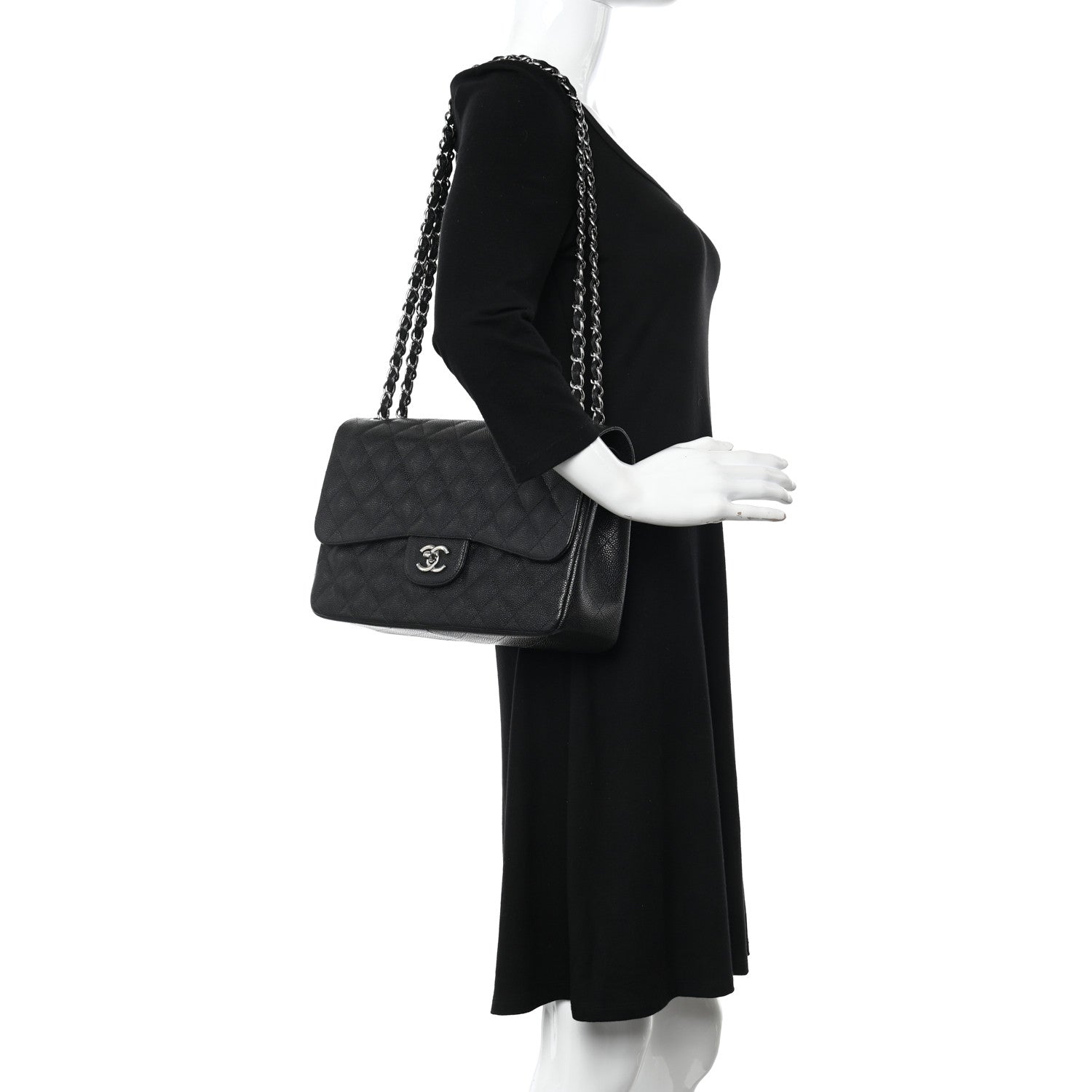 Chanel Caviar Quilted Jumbo Double Flap Black 2 of 13