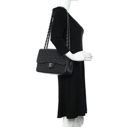 Chanel Caviar Quilted Jumbo Double Flap Black 2 of 13