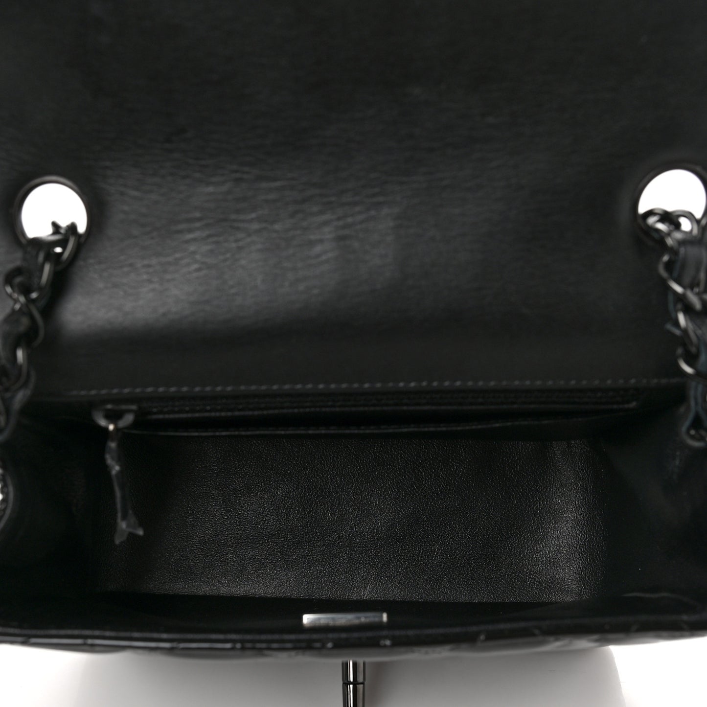 Patent Calfskin Quilted Mini Square Flap So Black