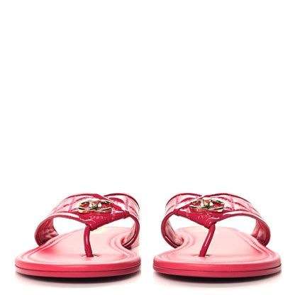 Chanel Patent Quilted CC Thong Sandals 40 Pink 3 of 10