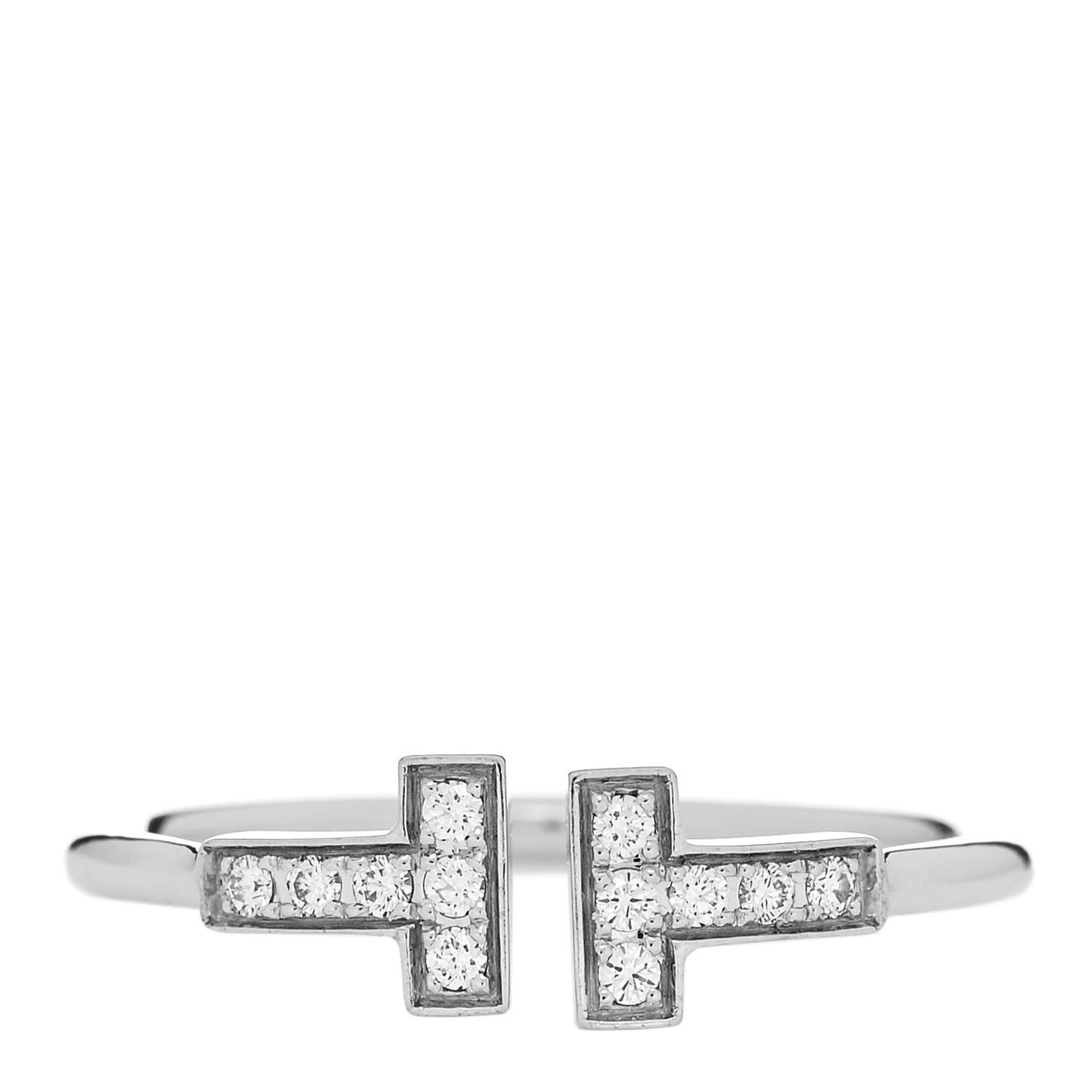 18K White Gold Diamond T Wire Ring 61 9.5