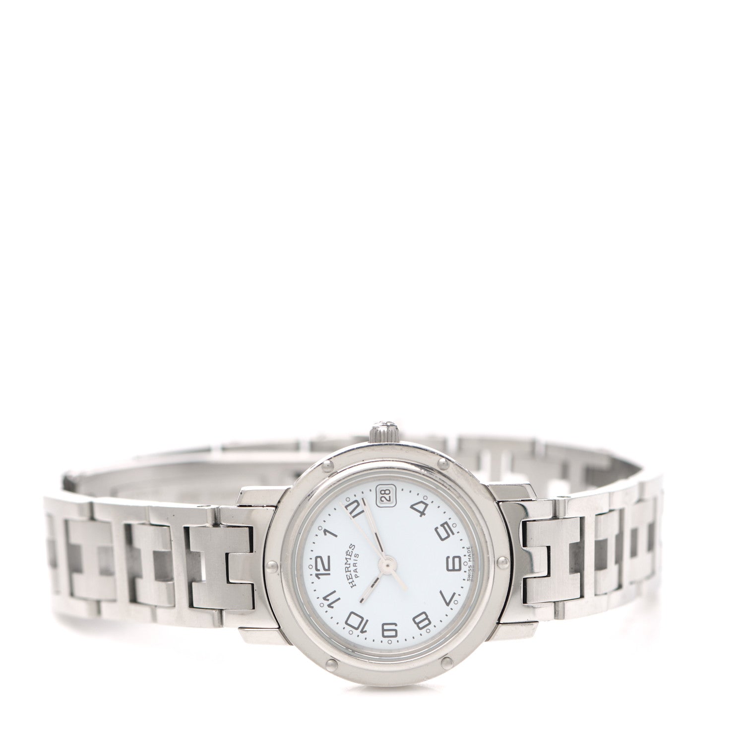 Hermes Stainless Steel 24mm Clipper Quartz Watch White 3 of 4