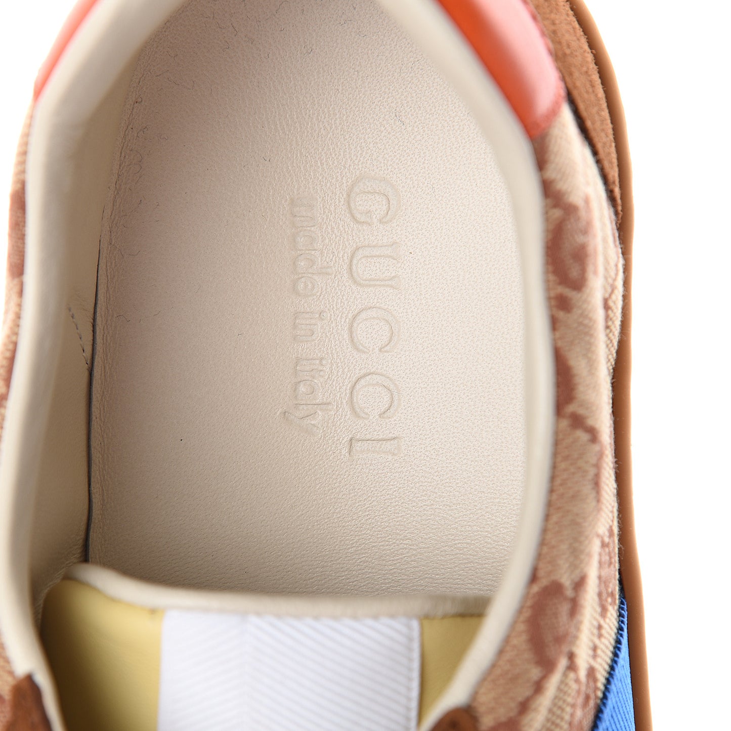 GG Monogram Suede Web Mens G74 Sneakers 8 Beige Ruggine Cuir
