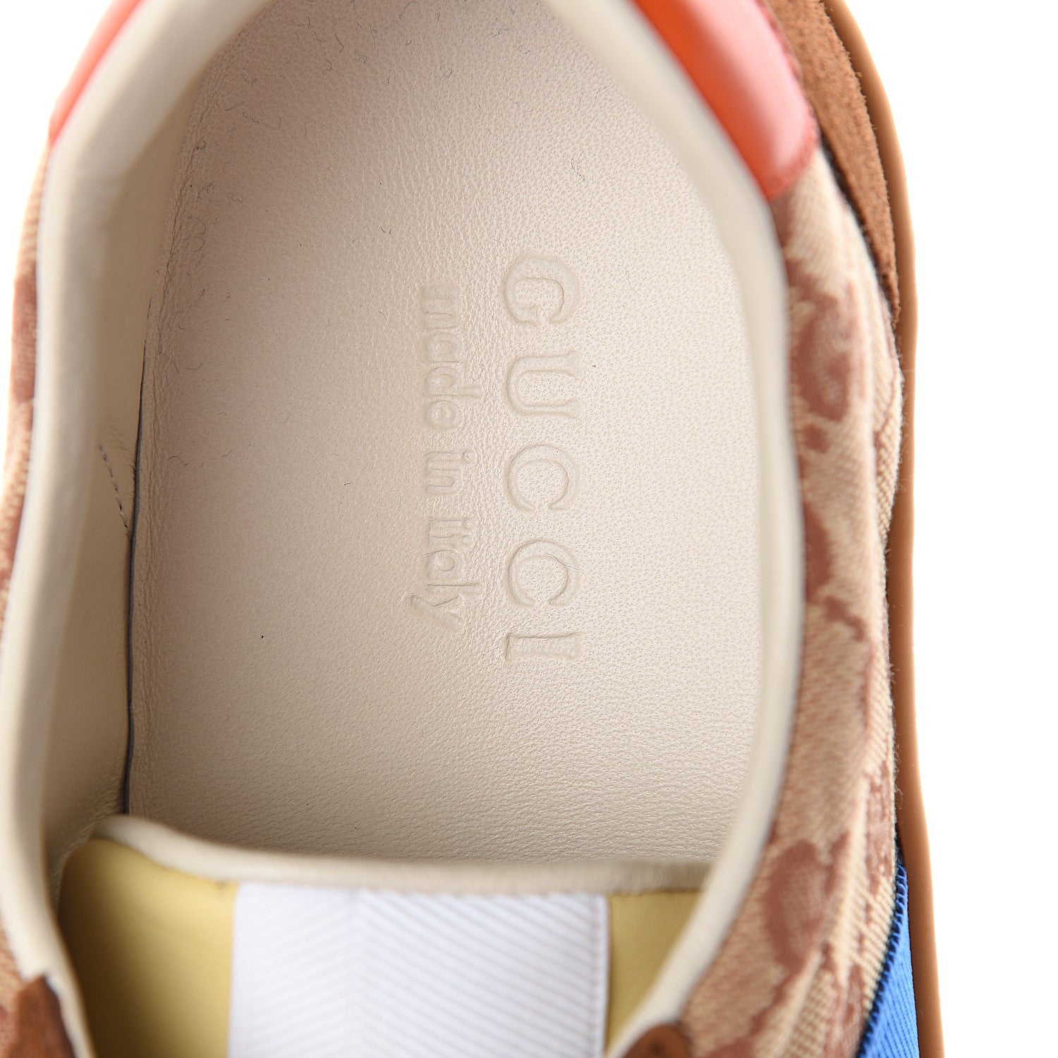 Gucci GG Monogram Suede Web Mens G74 Sneakers 8 Beige Ruggine Cuir 5 of 7
