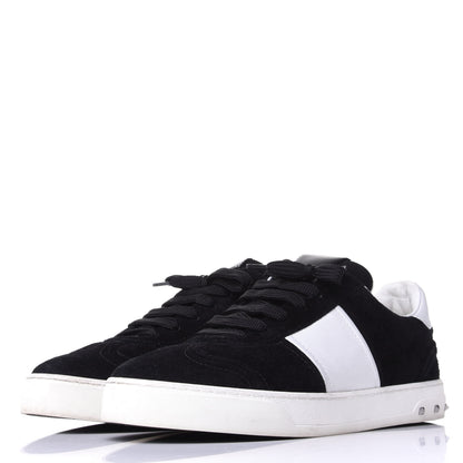 Valentino Garavani Suede Calfskin Womens Rockstud Flycrew Sneakers 40 Black White 3 of 12