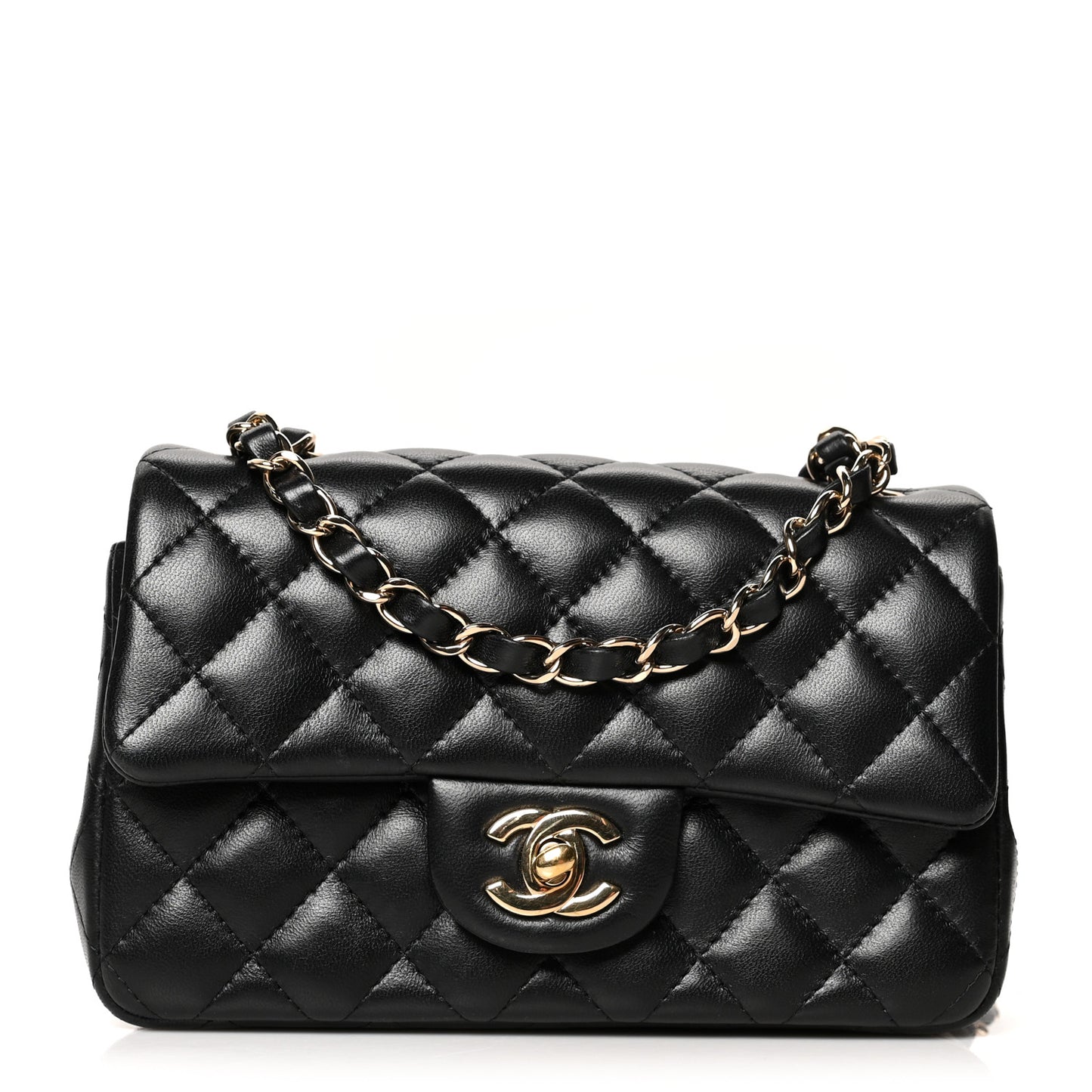 Lambskin Quilted Mini Rectangular Flap Black
