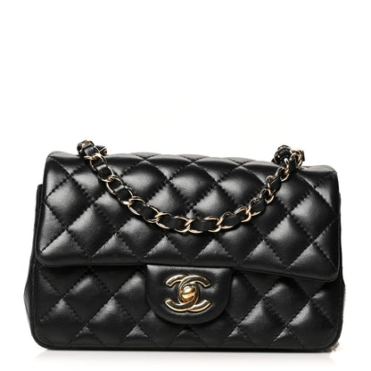 Chanel Lambskin Quilted Mini Rectangular Flap Black 1 of 9