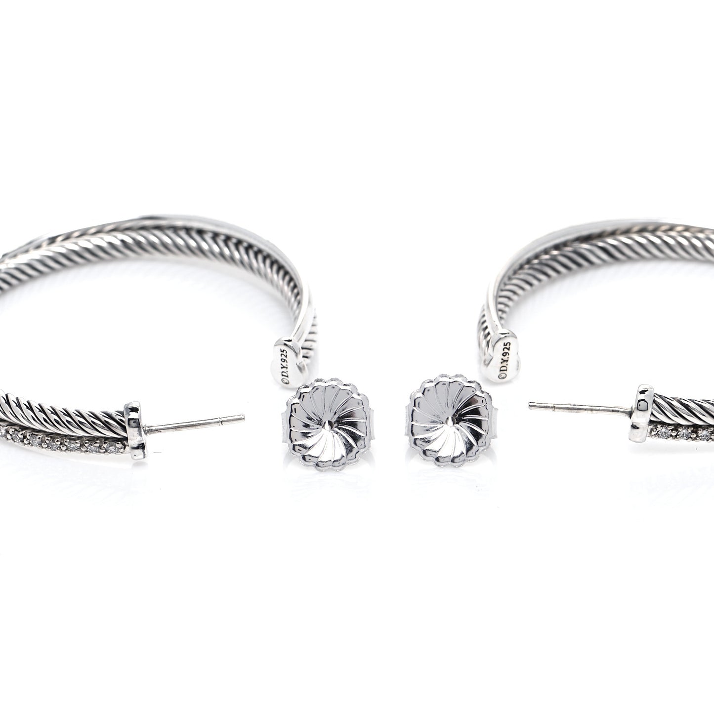 Sterling Silver Diamond Extra Large Crossover Hoop Earrings