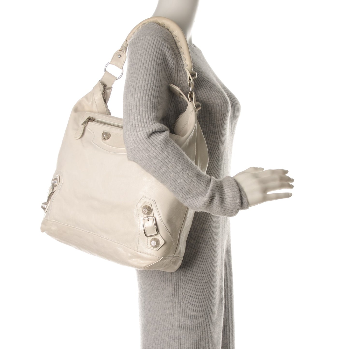 Agneau Giant 21 Silver Hardware Day Hobo White