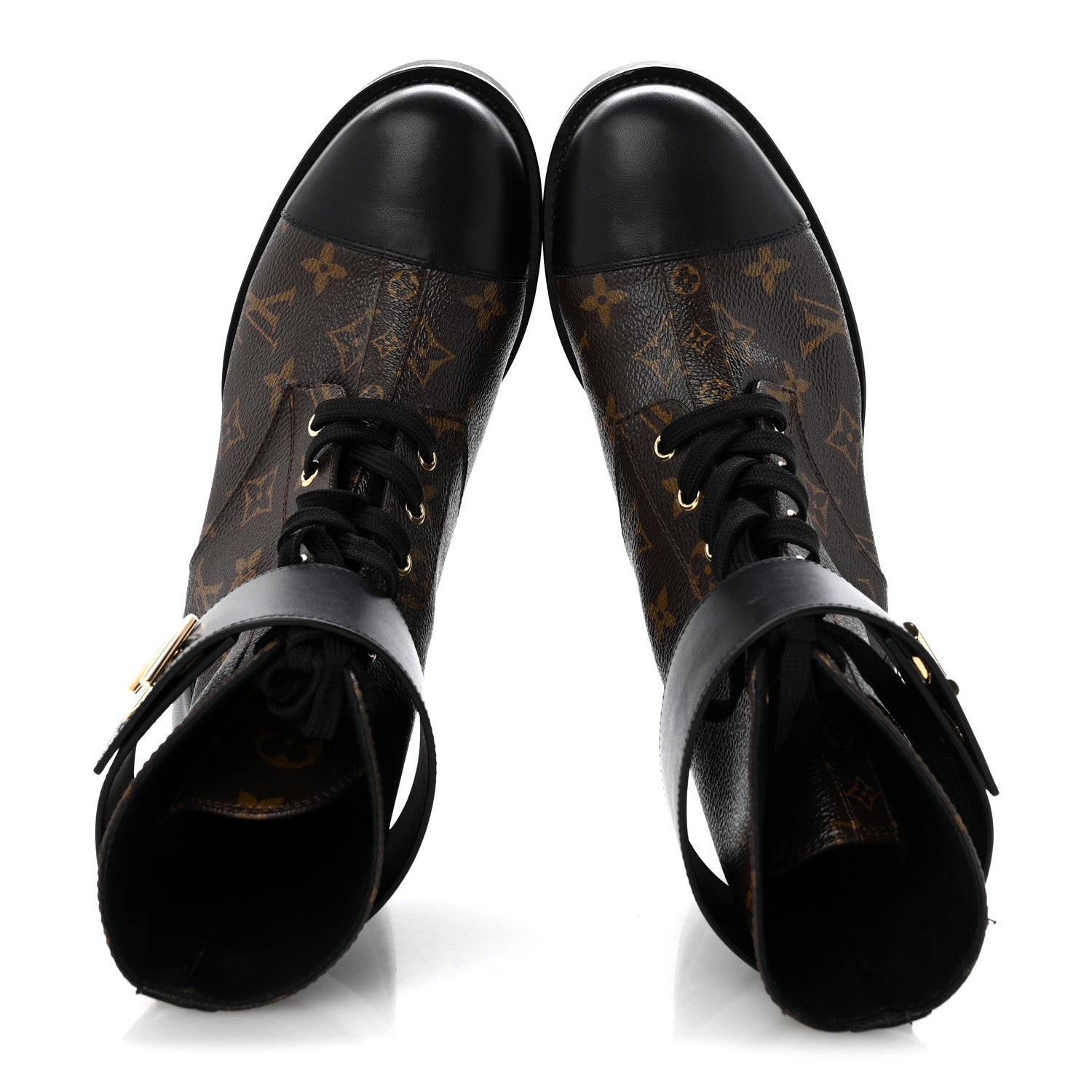 Louis Vuitton Calfskin Monogram Wonderland Flat Ranger Boots 41 Black 2 of 11