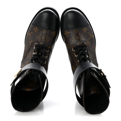 Louis Vuitton Calfskin Monogram Wonderland Flat Ranger Boots 41 Black 2 of 11