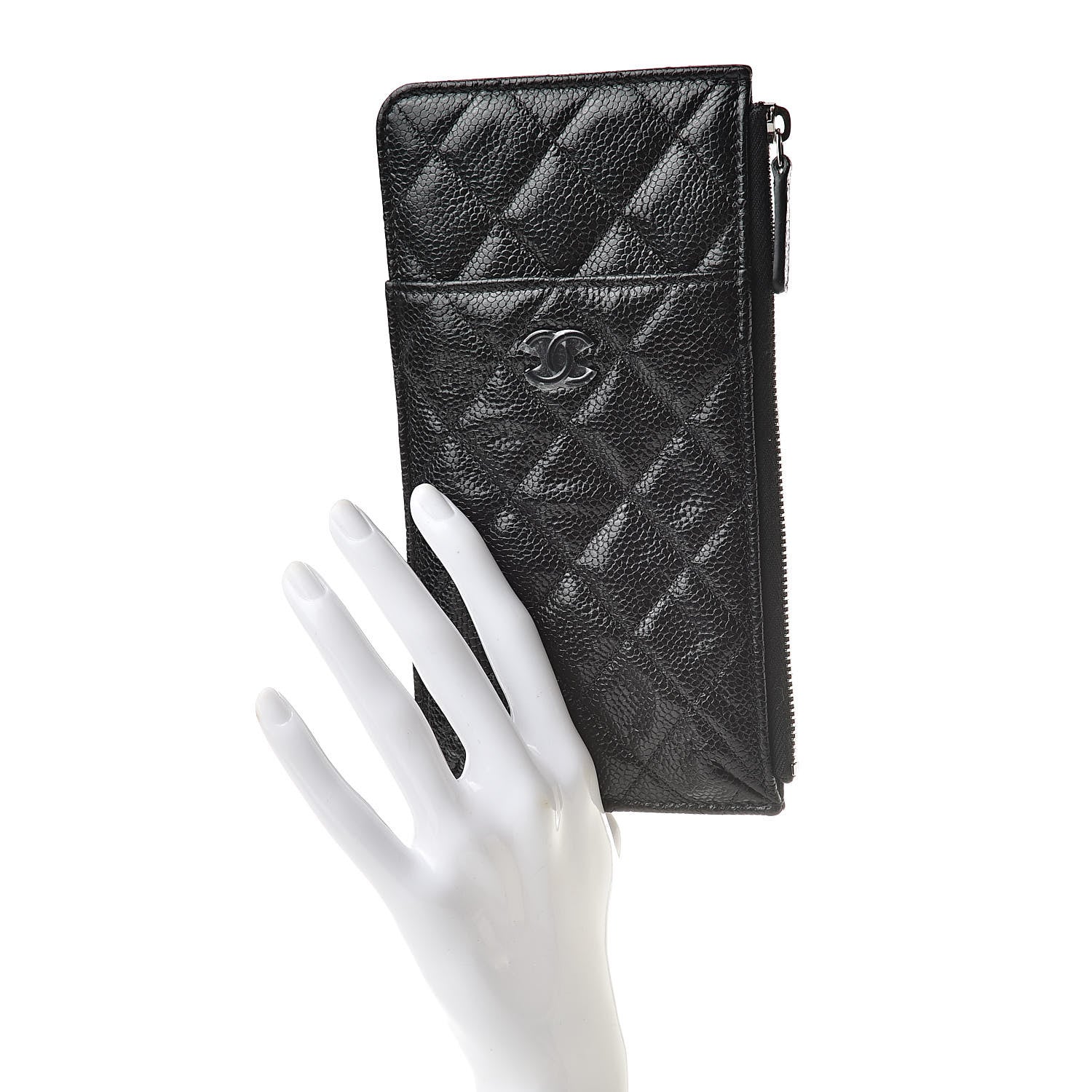 Chanel Caviar Quilted Classic Flat Wallet Pouch Black 2 of 8
