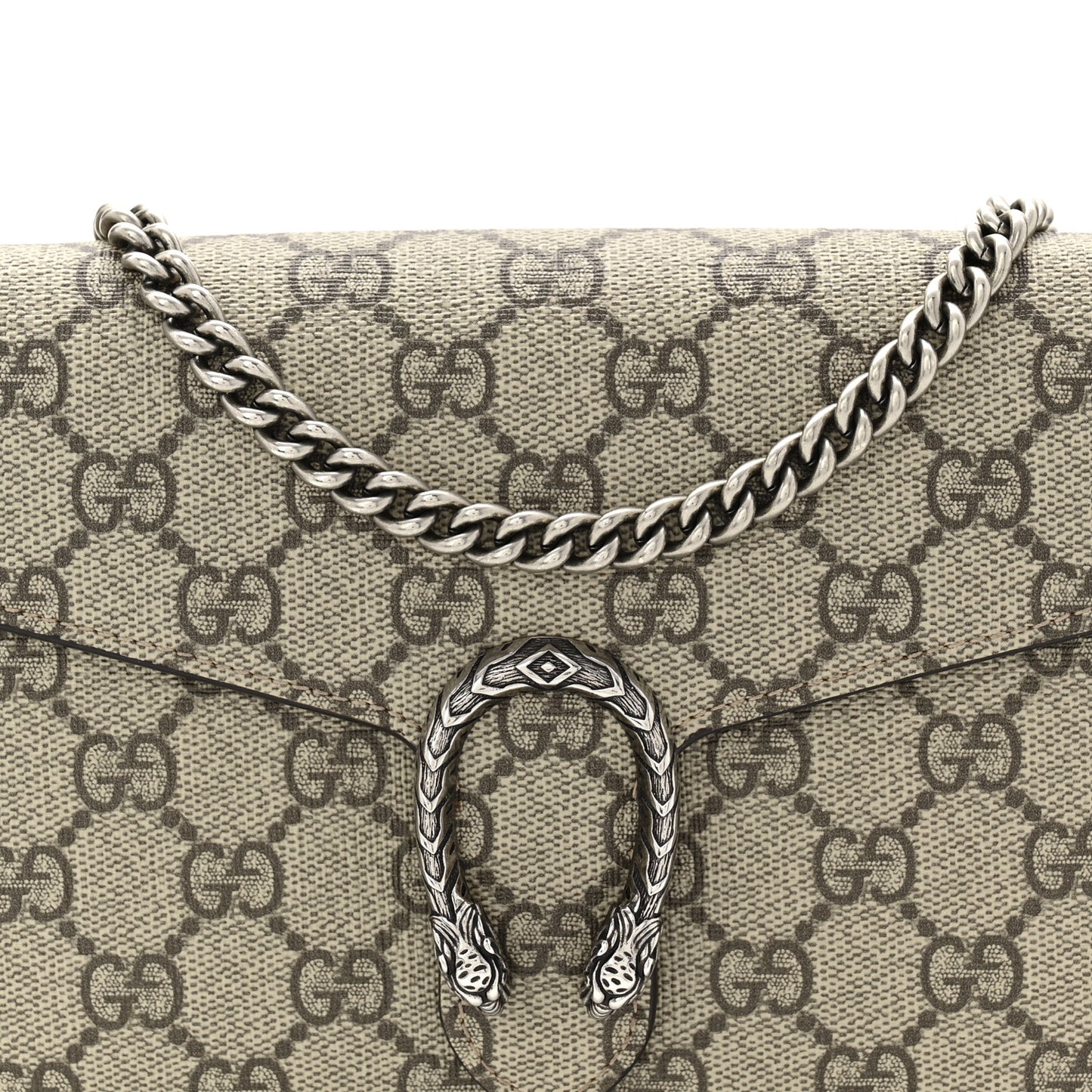 GG Supreme Monogram Mini Dionysus Chain Wallet Beige Taupe