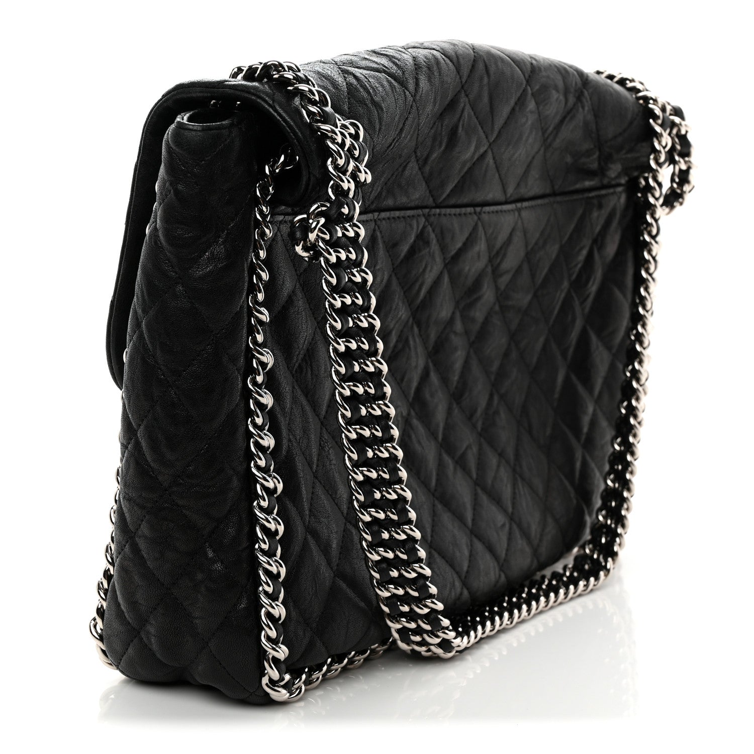 Chanel Washed Lambskin Quilted Maxi Chain Around Flap Black 3 of 12
