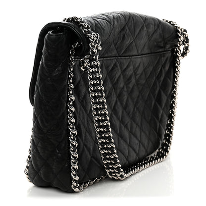 Chanel Washed Lambskin Quilted Maxi Chain Around Flap Black 3 of 12