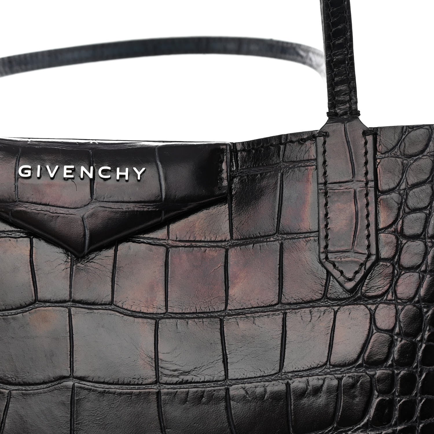 Givenchy Calfskin Crocodile Embossed Medium Antigona Tote Black 18 of 21
