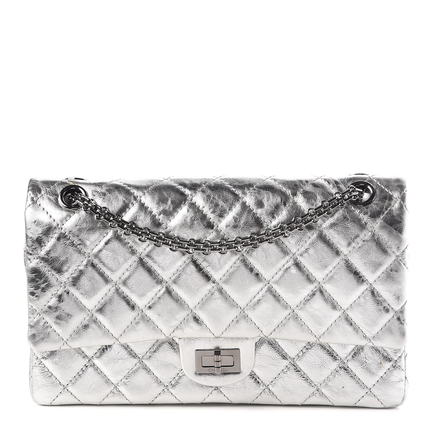 Metallic Aged Calfskin Quilted 2.55 Reissue 226 Flap Silver