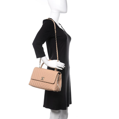 Chanel Caviar Chevron Quilted Small Coco Handle Flap Beige 2 of 11