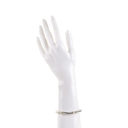 David Yurman Sterling Silver 14K Yellow Gold Pearl 5mm Hampton Bracelet 2 of 5