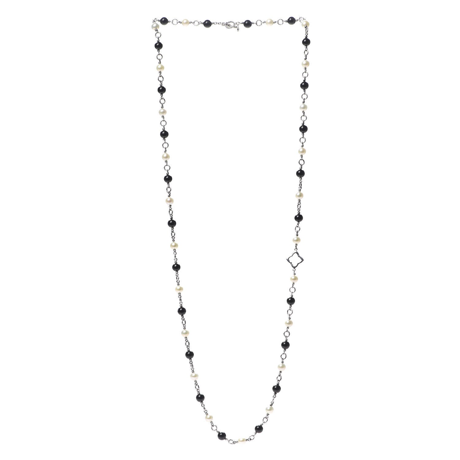David Yurman Sterling Silver Black Onyx Pearl Bijoux Necklace 3 of 6