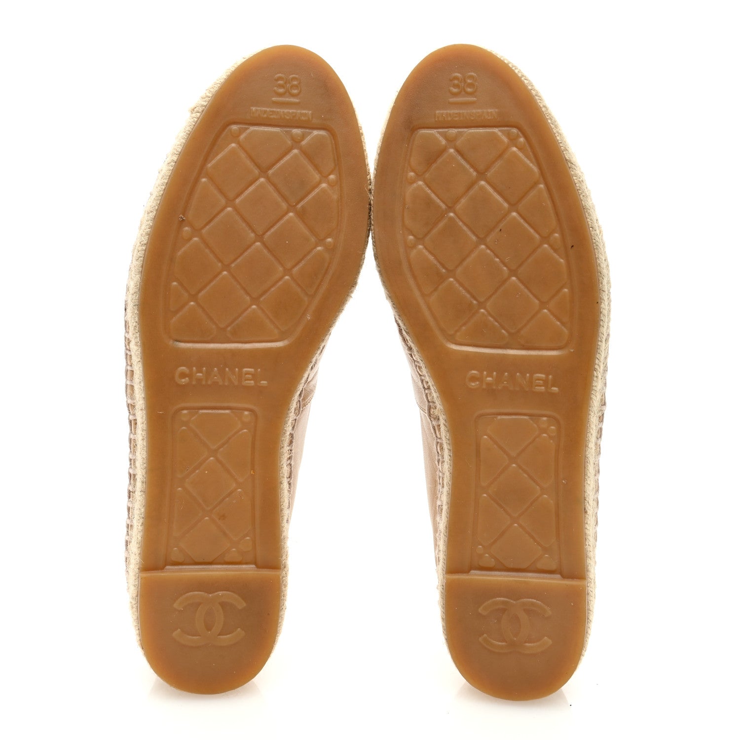 Chanel Lambskin CC Espadrilles 38 Beige Black 5 of 8