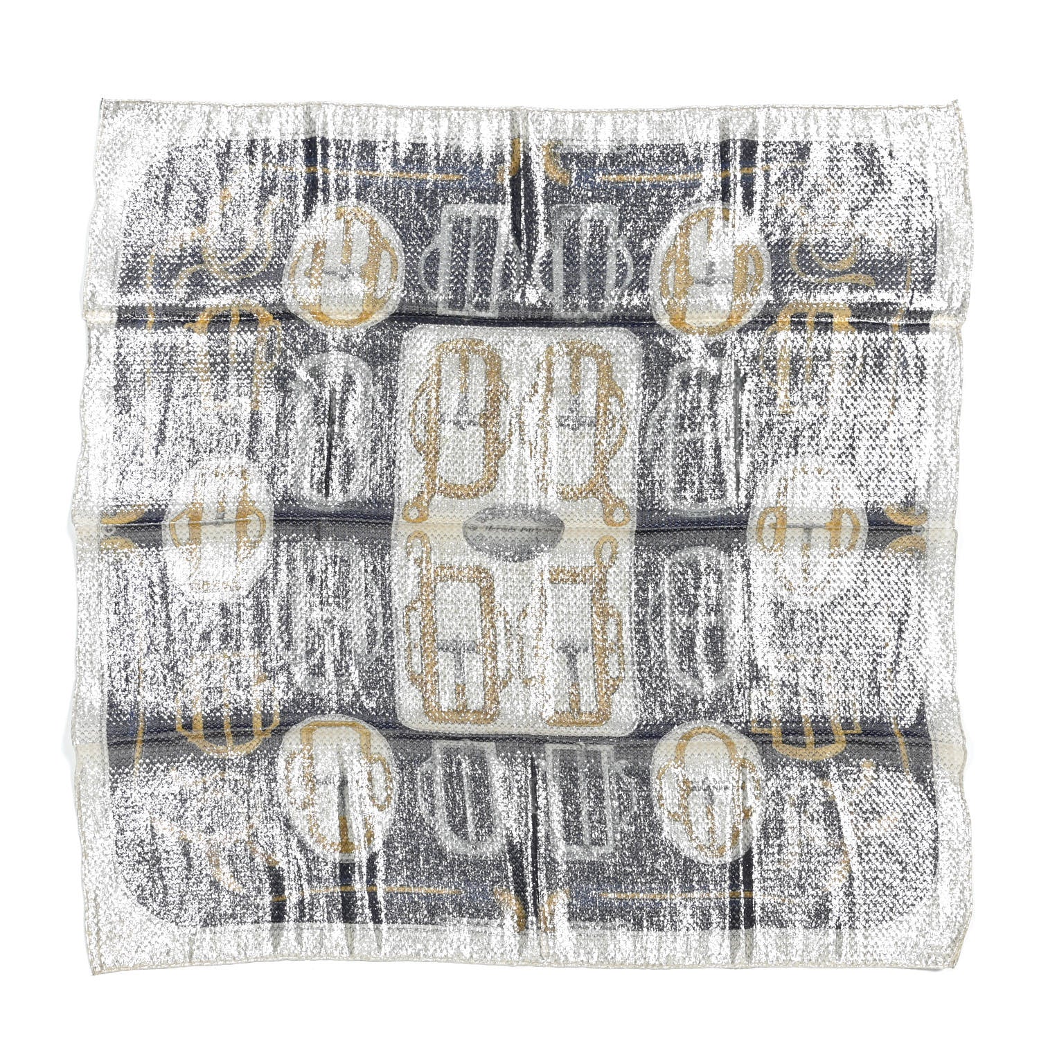 Hermes Silk Polyester Carre Glitter Bouclerie d'Attelage Scarf 70 1 of 3