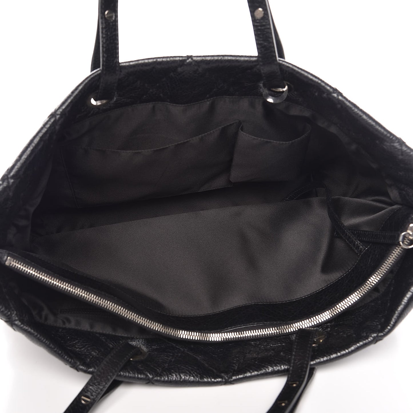 Glazed Calfskin Large On The Road Tote Black
