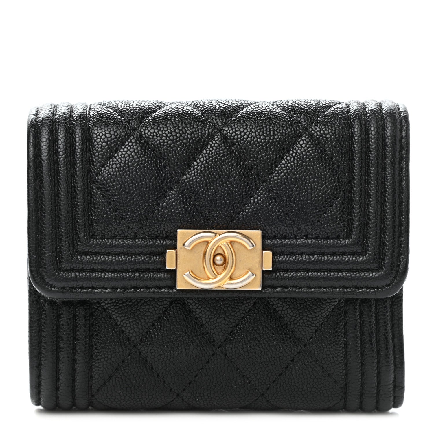 Chanel Caviar Quilted Compact Boy Wallet Black 1 of 8