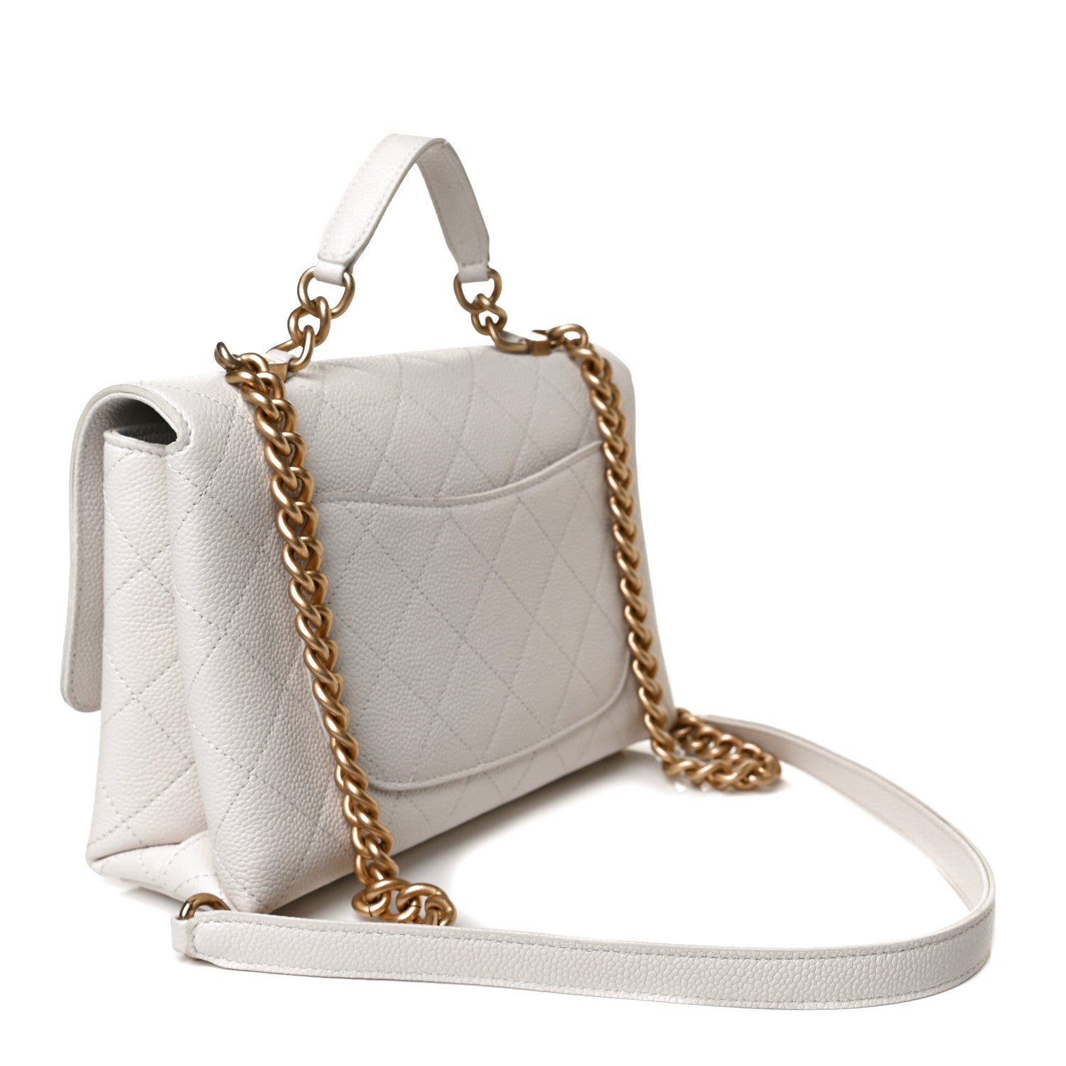 Chanel Grained Calfskin Small Stitched Flap White 3 of 18