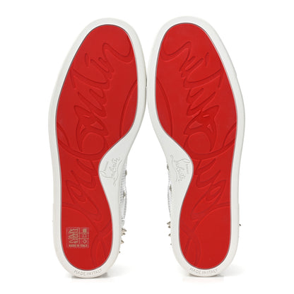 Christian Louboutin Glitter Metallic Calfskin Spikes Vieira 2 Flat Sneakers 40 Silver 6 of 13