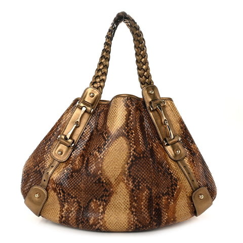Metallic Snakeskin Medium Pelham Tote Gold