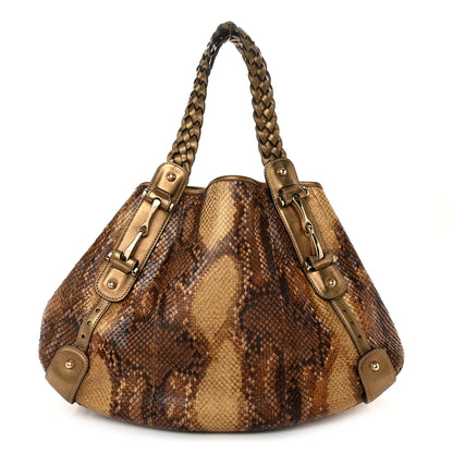 Gucci Metallic Snakeskin Medium Pelham Tote Gold 1 of 13